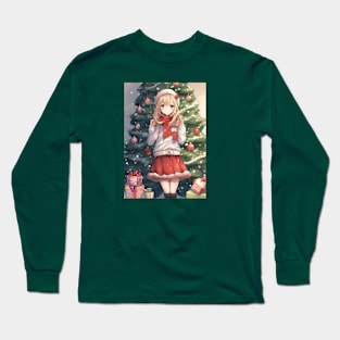 Anime Girl Christmas Tree Long Sleeve T-Shirt